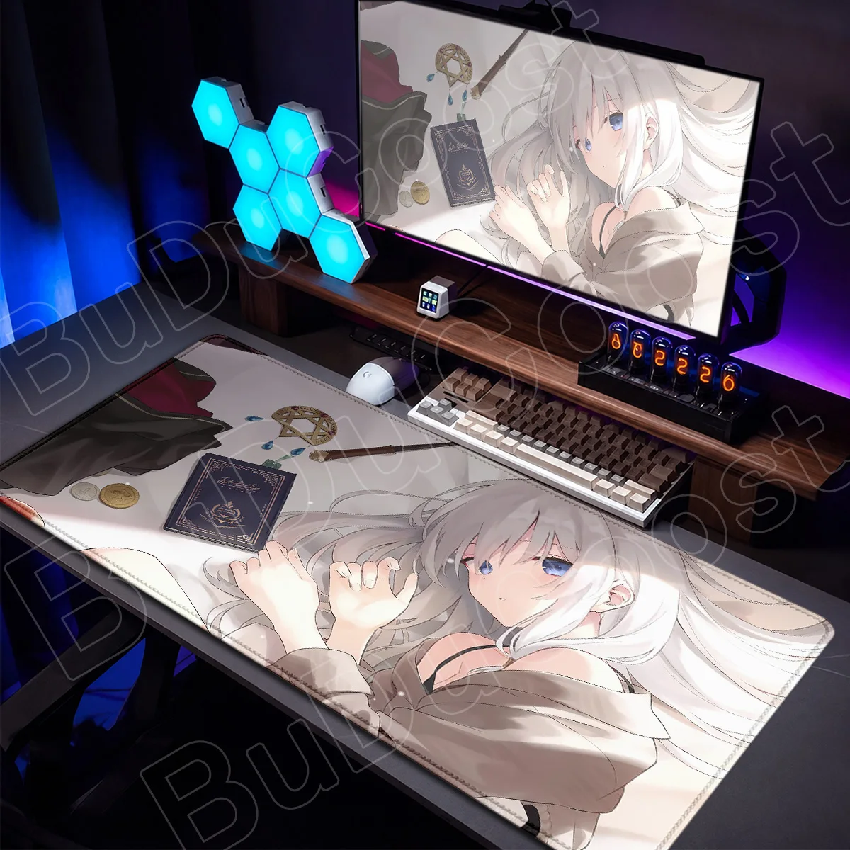 Large Anime Gaming Mouse Pads Locking Edge Laptop Keyboard Mats Wandering Witch Elaina Desk Rubber Carpet PC Accessories 90x40cm