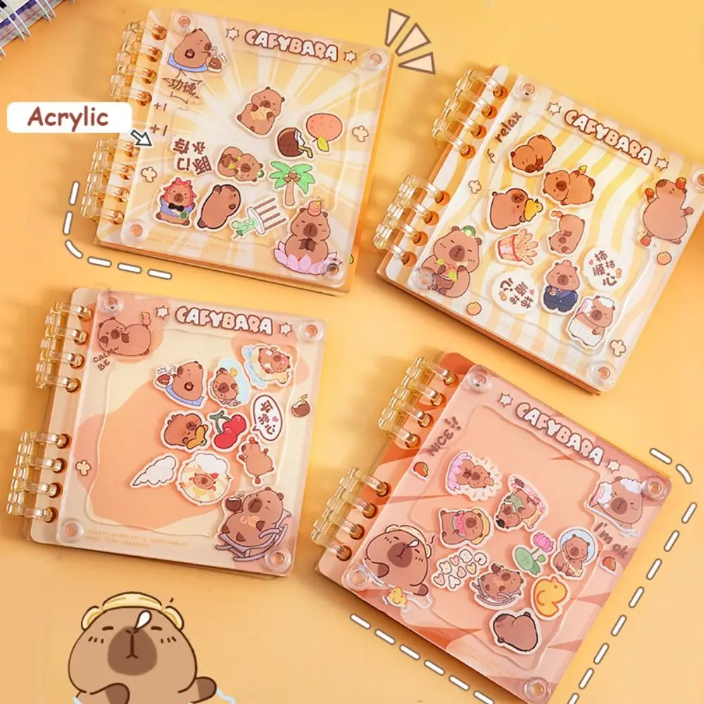 Portable Acrylic Shaking Capybara Book Hand Ledger Memorandum Capibara Pocket Book Loose-leaf DIY Kapibara Notebook Study