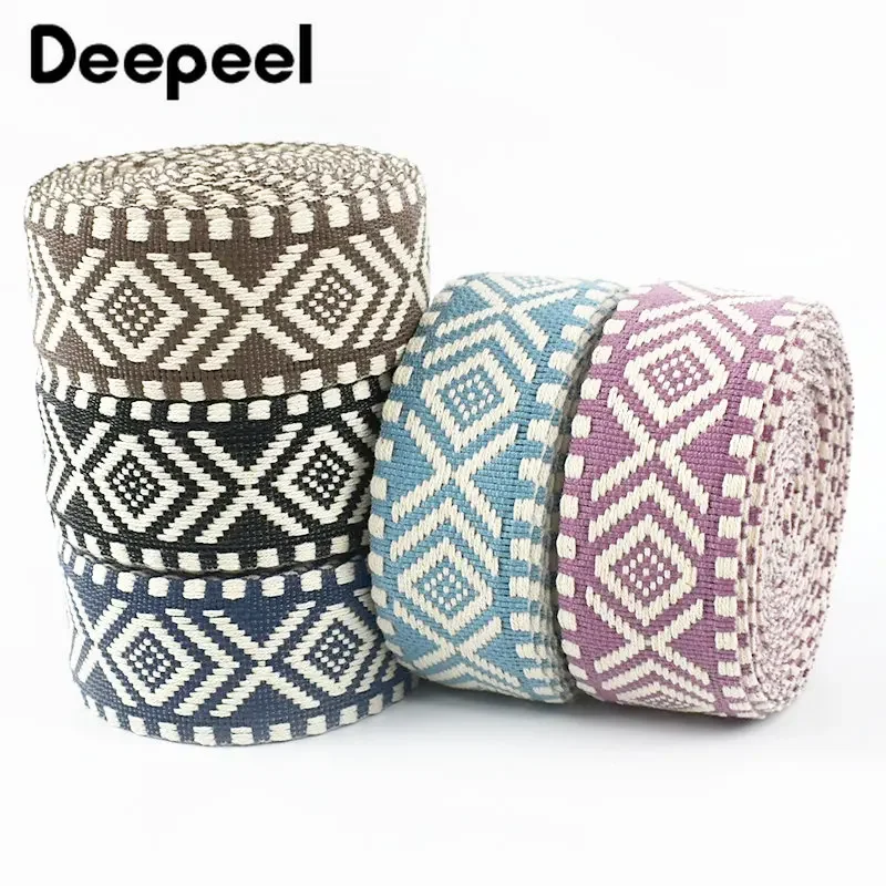 

5/10Meters 38mm Jacquard Cotton Webbing Canvas Ribbons for Bag Shoulder Strap DIY Clothing Crafts Supplies Sewing Accessories