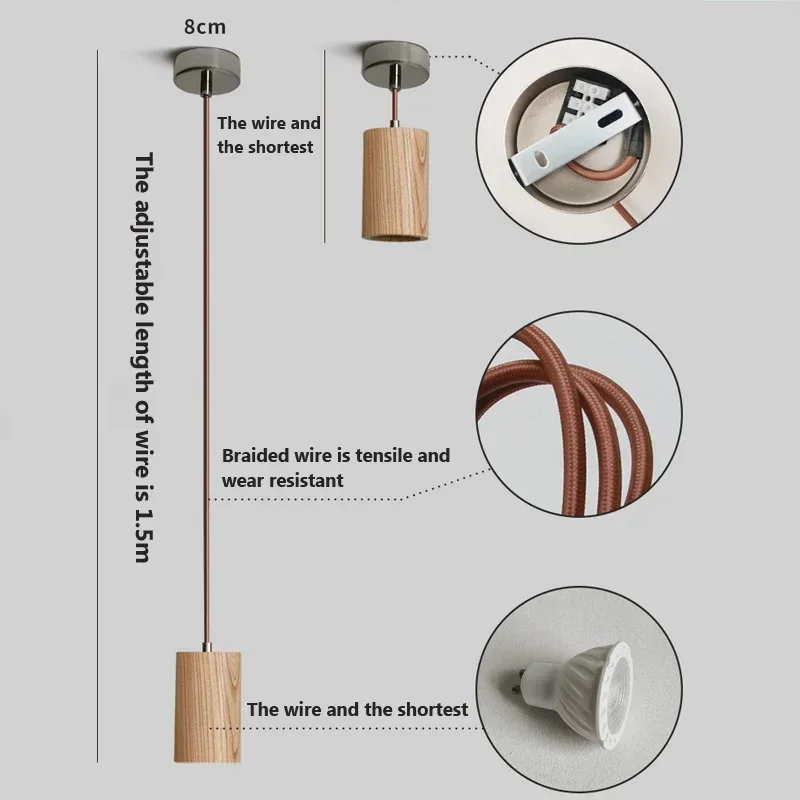 Деревянная Подвесная лампа в скандинавском стиле, комнатный декоративный светильник для спальни, прикроватного столика, кабинета, гостиной