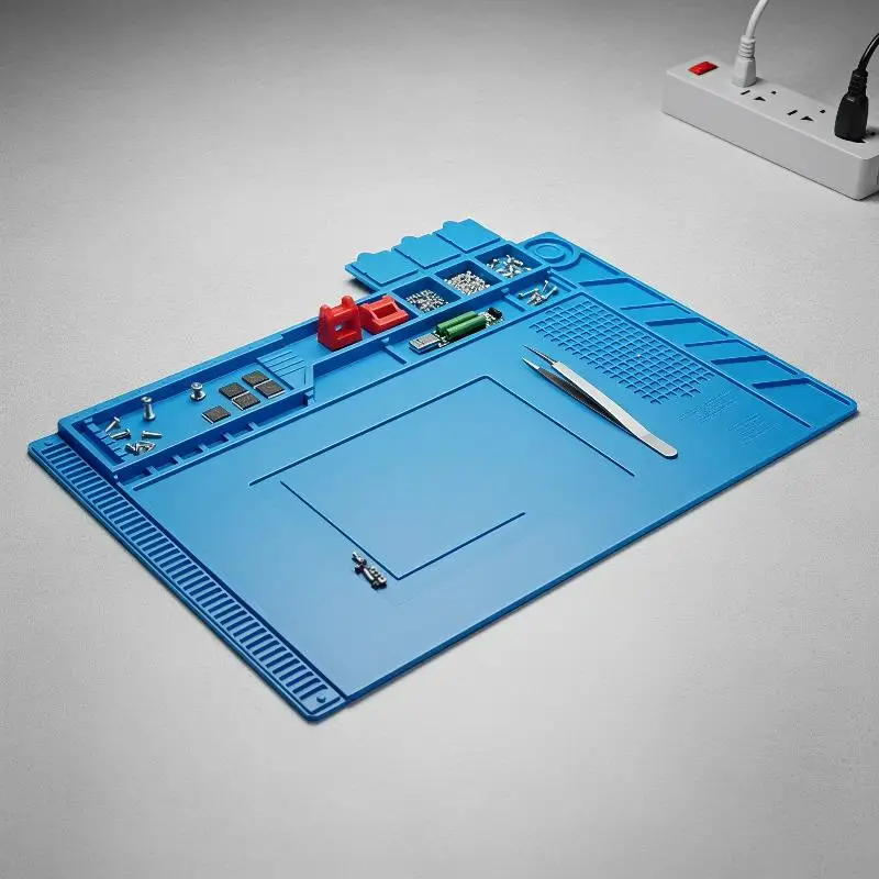 Anti-Static Magnetic Silicone Soldering Mat Heat Insulation Work Pad for Phone Laptop Electronics Repair Use