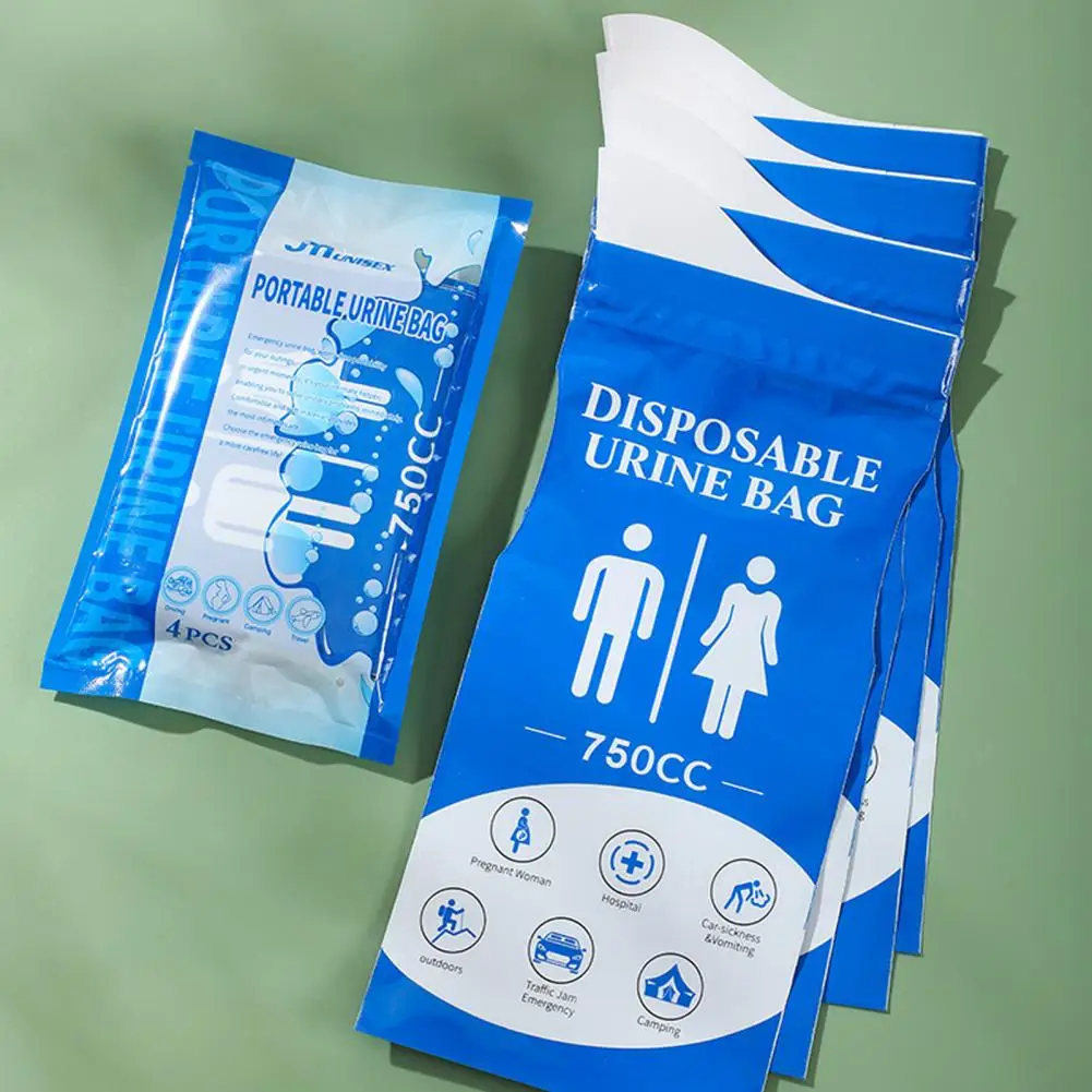 4Pcs 750CC Disposable Urine Bag Leakproof Travel Self-Driving Car Tour Traffic Jam Camping Men Women Pee Vomit Emergency Pouch