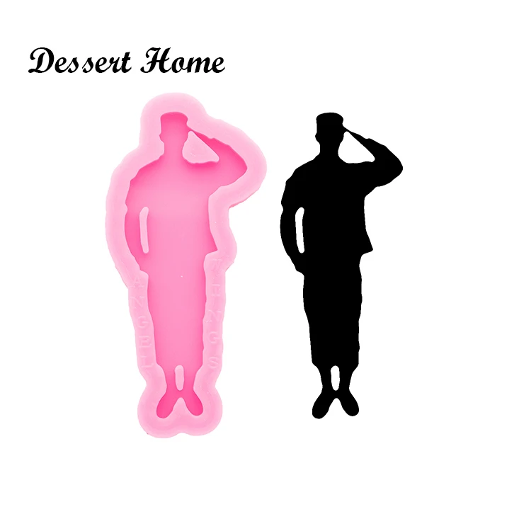 DY0645 Glänzend Harz Amerikanischen Soldat Keychain Form, Schokolade Silikon Formen, DIY Epoxy Schmuck Machen, Silicon Ton Formen