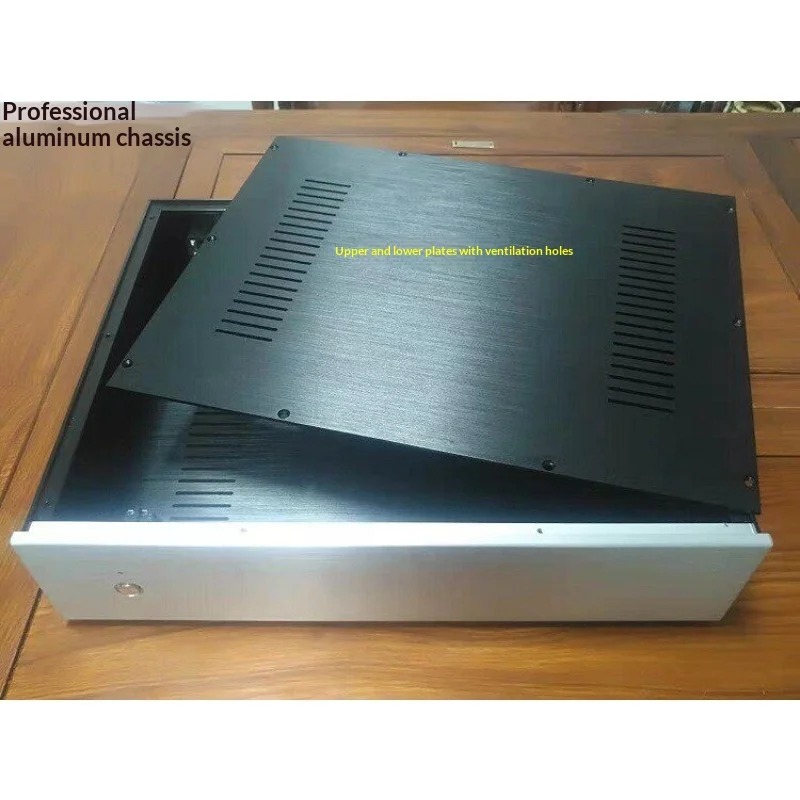 430x95x345mm Full Aluminum Amplifier Chassis, 8mm Front Panel 4.5kg, Brushed Anodized for DIY Audio Power Amp