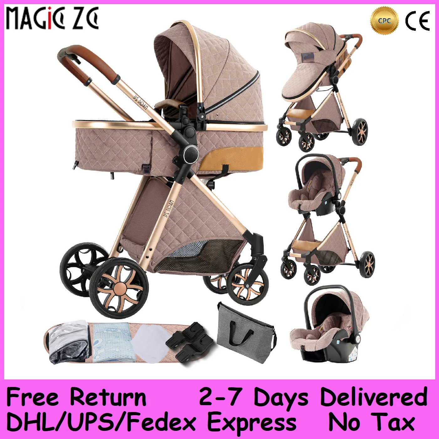 All-Terrain & All-in-One: carrozzina per passeggino regolabile 3 in 1, piega portatile Featherlight, pronta per i viaggi di un giorno