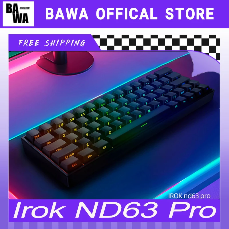 Irok ND63 Pro Keyboard Magnetic Switch 8k Hotswap E-Sports Gaming Mechanical Keyboard Customized Pc Accessories Office Gifts