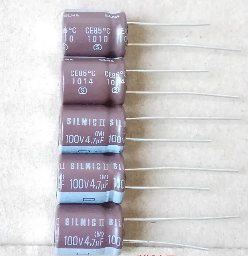 10PCS/30PCS ELNA SILMIC II 100V 4.7UF 10X12mm Copper Fever Audio Electrolytic Capacitor FREE SHIPPING