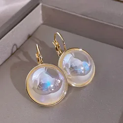 Korean New Design Big Round Simulated Pearl Earrings For Women Classic Elegant Wedding Earrings Jewelry Party Gift Wholesale