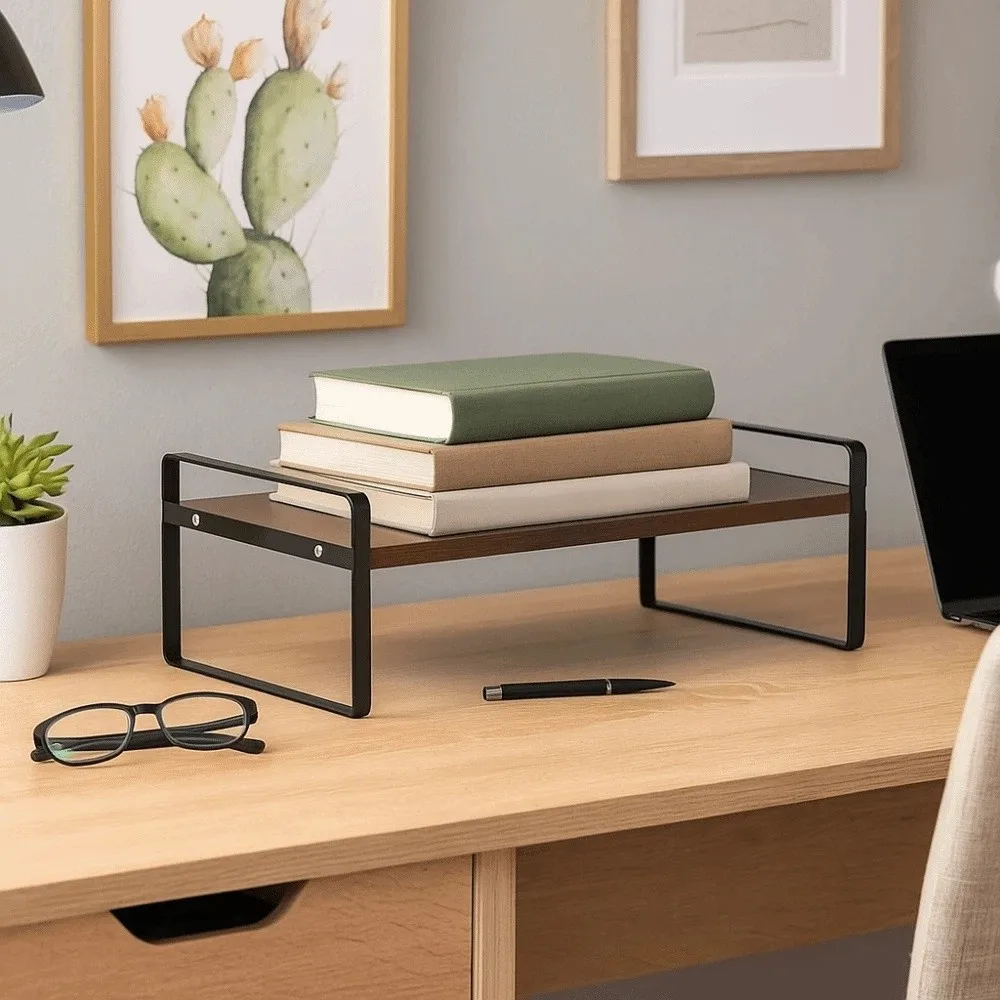 

Storage Shelf Wooden Book Rack Minimalist Strong Load-bearing Display Rack Thickened Smooth Edge Stationery Shelf Study