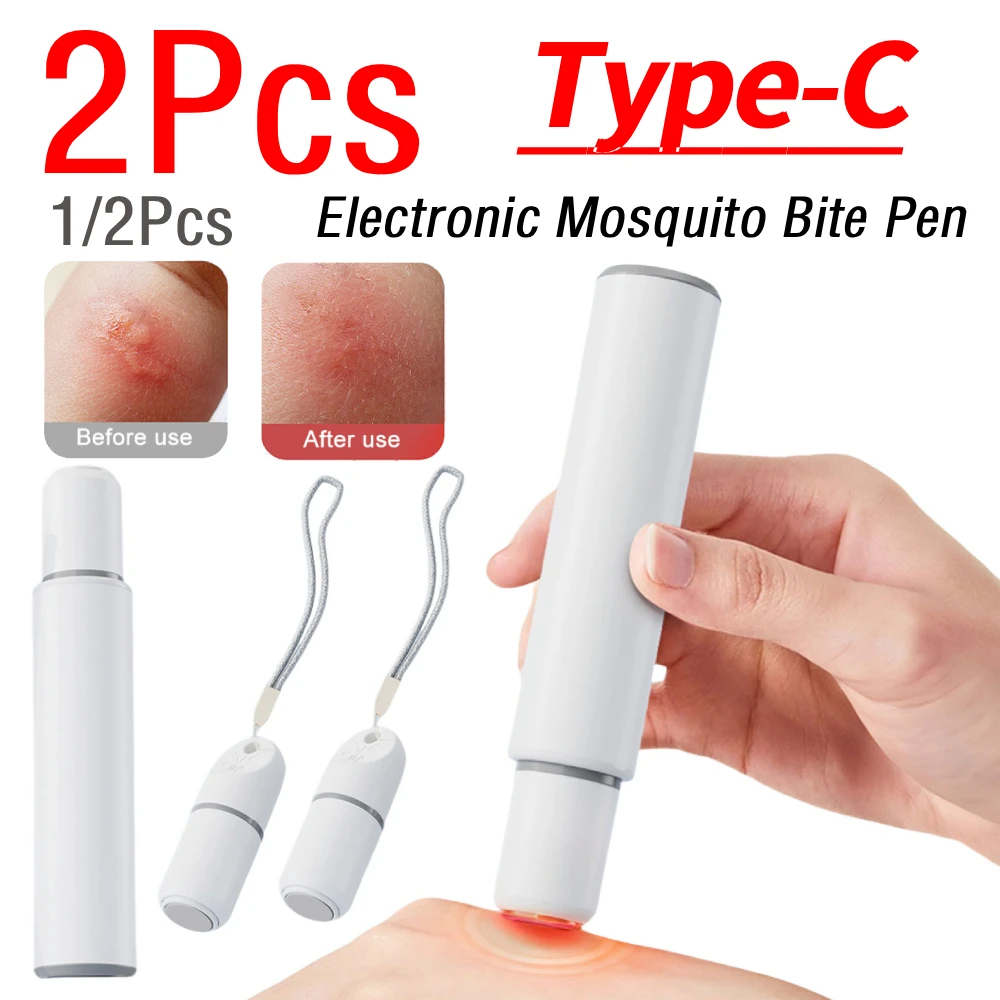 

1/2Pcs Mosquito Insect Bite Relieve Itching Pen Natural Electric Insect Bite Healer Chemical-Free for Camping Travel Outdoor