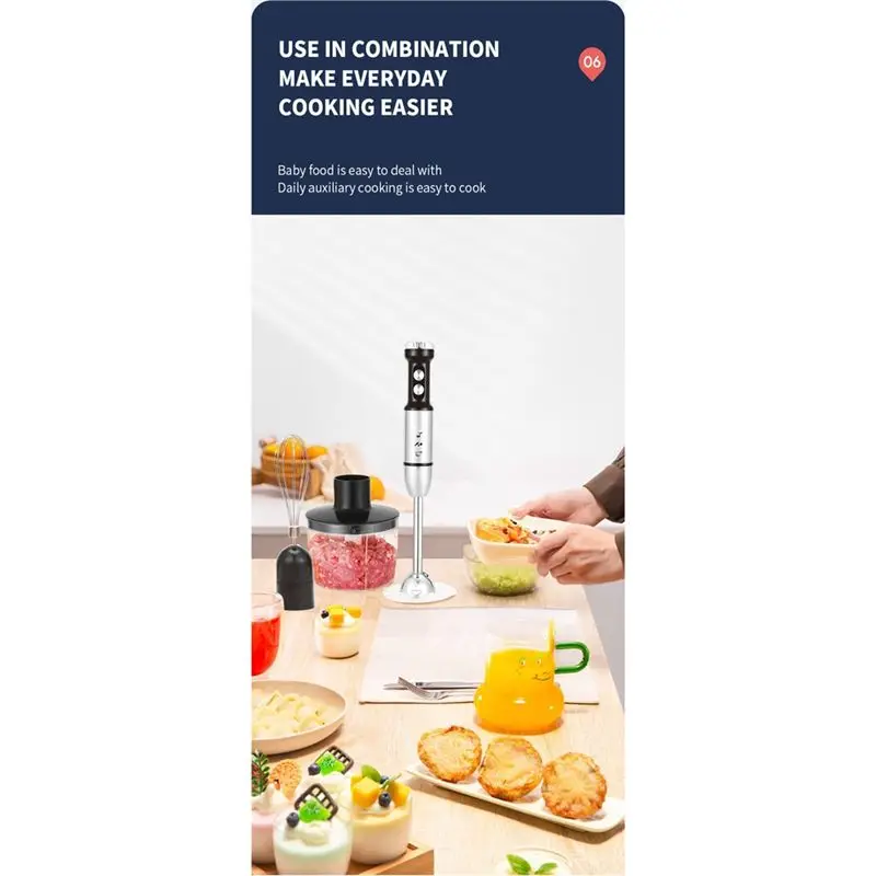 A006-Multi-Speed Electric Food Processor 1000W Immersion Hand Blender EU Plug For Kitchen Mixing Smoothies Soups