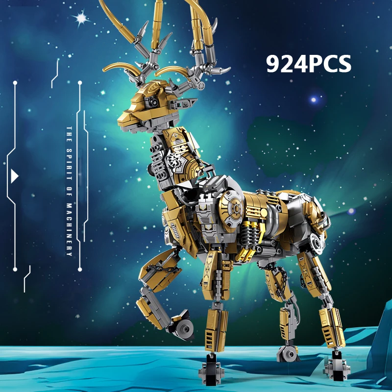 Creative Action Figures MOC Building Block Future Mechanical Elk Assemble Model Bricks Steam Toy Collection For Boys Gifts