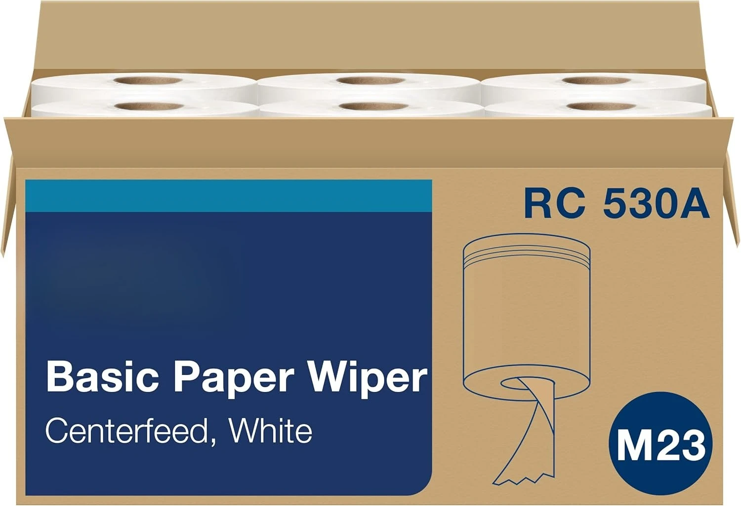 منشفة يد بيضاء توزيع مرة واحدة، متوافقة مع M23 6 لفات × 530 ورقة (RC530) مبيعات المصنع مباشرة