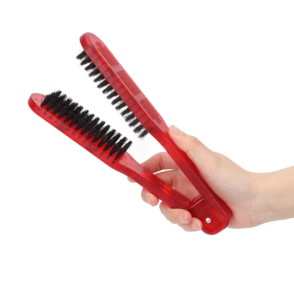 V-Shape Design Hair Straightening Brush Double Sides Splint Structure Double Sided Hair Brush Convenient Portable