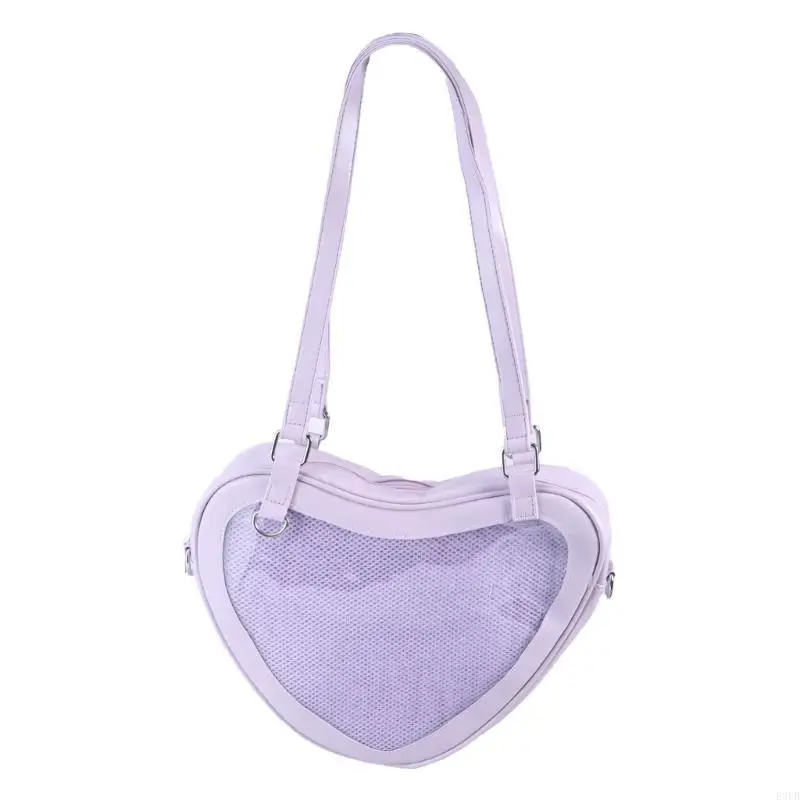 

Women Heart Shaped Shoulder Bag Crossbody Bag for Anime Pins Display