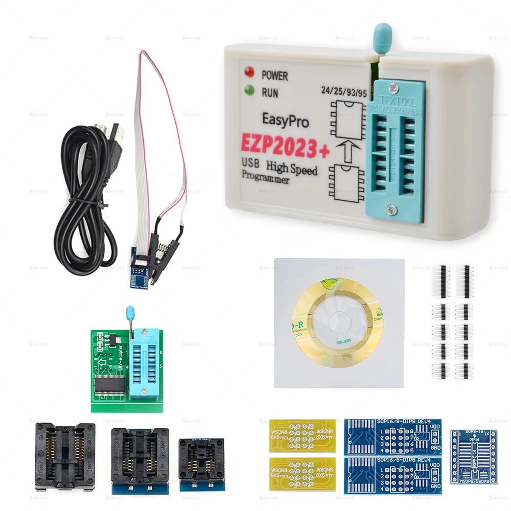 EZP2023 USB SPI Programmer with 10 Adapter Support 24 25 93 95 EEPROM Flash Bios Minipro Higher Programming Programmer