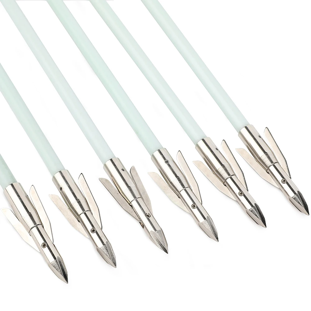 Archery Bowfishing Arrows OD 8mm Solid Fiberglass Arrow Carbon Steel Arrowhead Metal Fishings Slider  Hunting Fishing 3/6pcs view 5