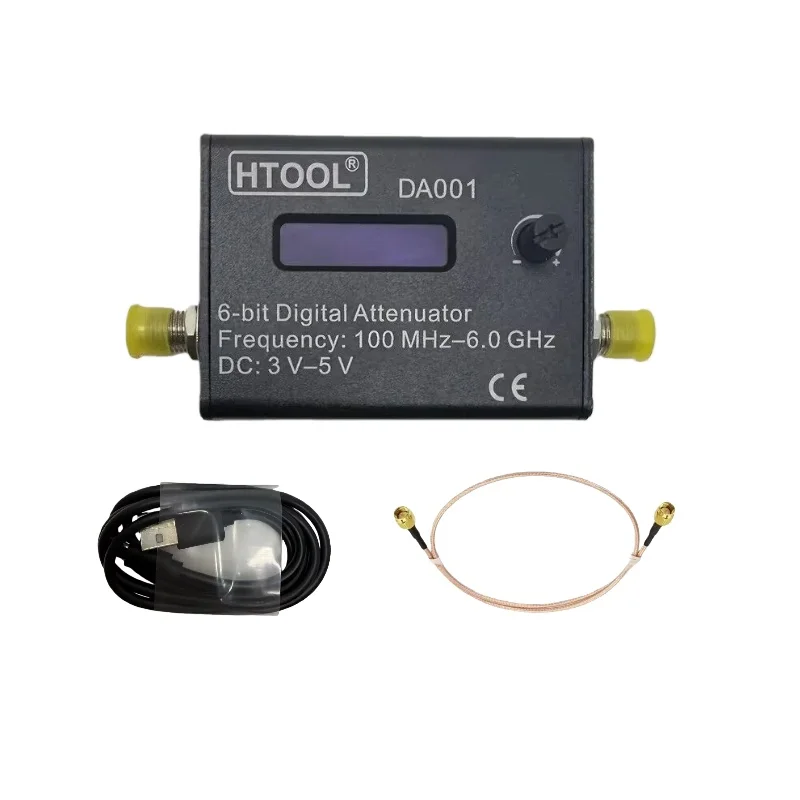 HTOOL DA001 RF Attenuator 0.5dB Step DC-6GHz 0-31.5dB High Precision Type-C OLED for Industrial Communication