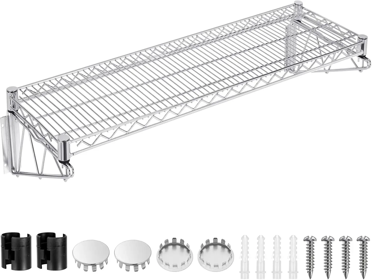 Chrome Wire Wall Mount Storage Shelf Kit, 14 in. W x 48 in. L