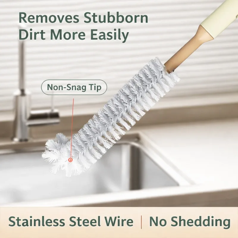 Tough Food Stains Reach Deep Hidden Corners Sturdy Lightweight Daily Kitchen Washing Accessory Cleaning Brush with Long Handle