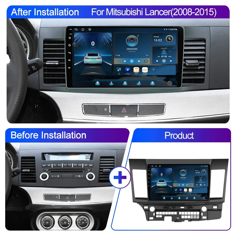 LJZN Android 16 Multimedia For MITSUBISHI LANCER 2007-2012 10.1 Inch 2 Din Radio Video Player GPS Carplay 4G+WIFI