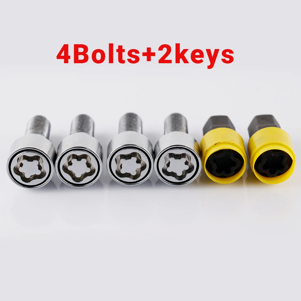 4+2 M14X1.25 Anti-theft Security Steel Wheel Lock Locking Bolts 28mm Shank Fit BMW X3 X5 X6 5 7 Series Mini R50 R52 R53