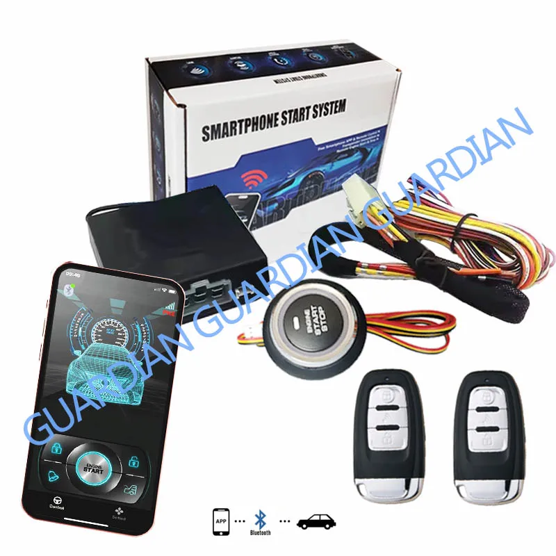 

RB-22 Bluetooth APP Control Start Stop Kit Keyless Open Door Universal Anti-theft Car Alarm System Remote Push Button Ignition