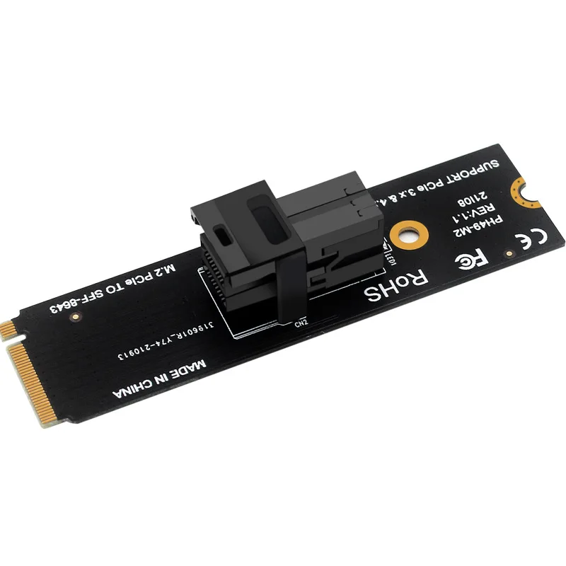 PCIe 4.0 X4 M.2 NVME NGFF M Key to U.2 SFF8643 SFF8639 Adapter Card - High-Speed Transfer Expansion PH49-M2 64GT/S