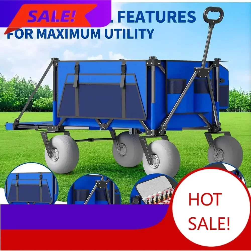 Activity price PopularPopularHeavy-Duty Collapsible Beach Cart with 9 All-Terrain Tires for 450lbs Load Capacity - Ideal for Out