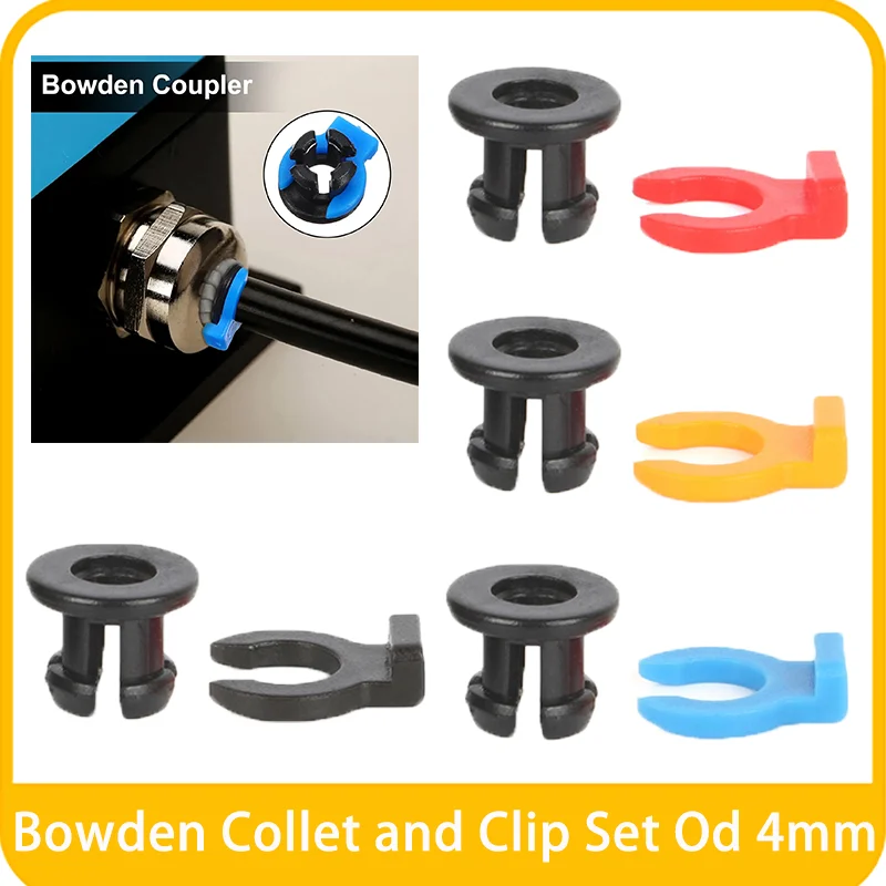 

4pcs Pneumatic Connectors Collet Clips for Hotend Extruder Bowden Collet and Clip Set Od 4mm for Bowden PTFETube Fittings 1.75mm