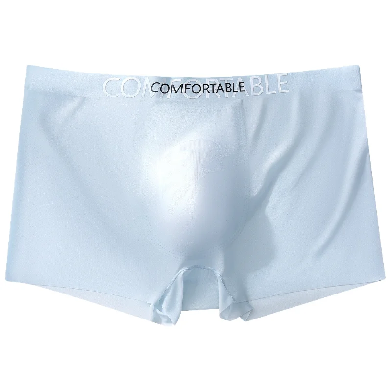 Mens Boxers Seamless Ice Silk Underwear 3d Space Capsule Pouch Breathable Panties Ultra-Thin Translucent Soft Underpants