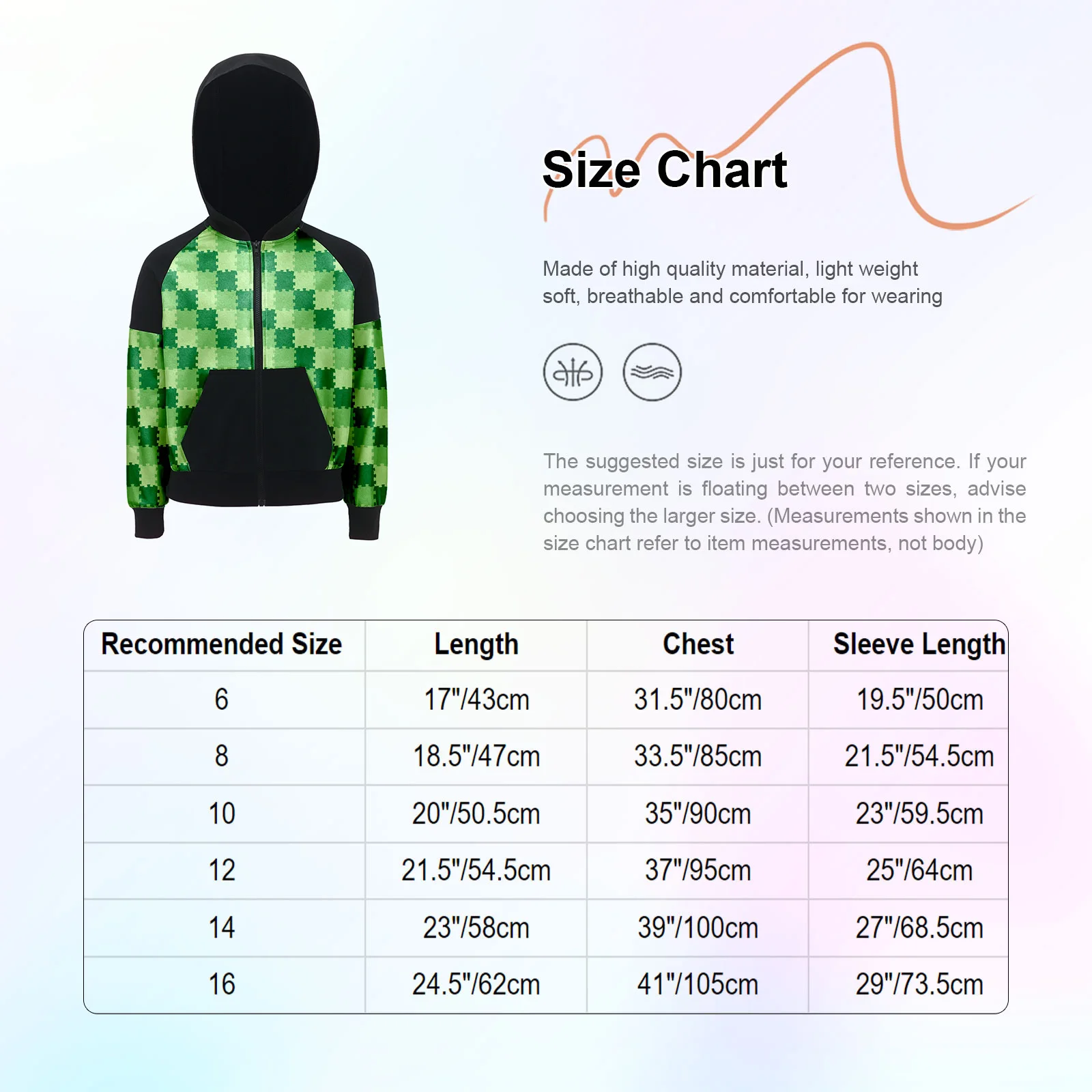 

Kids Boys Halloween Plaid Hoodie Long Sleeve Zipper Front Hooded Jacket with Pockets Breathable for Cosplay Party Gaming