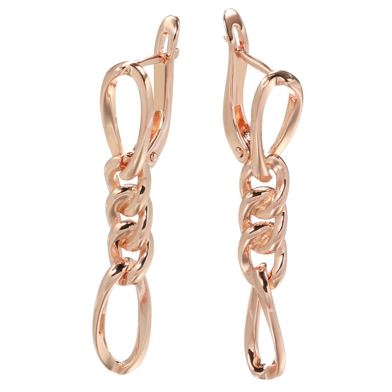 Kinel New Glossy 585 Rose Gold Long Earrings for Women Lovely Hollow Geometry Metal Earrings Cute Gift Fashion Vintage Jewelry