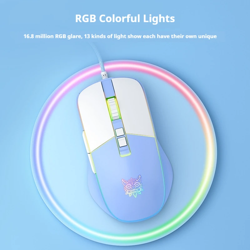 New Cw916 Esports Competition Portable Operation Anti Slip Durable Wired Rgb Colorful Light Gaming Eight Key Mechanical Mouse