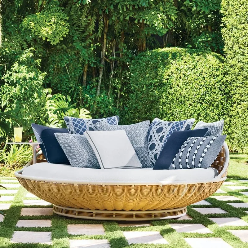 Outdoor bed patio deck chair round bed hammock swing beach rattan nordic outdoor hammock