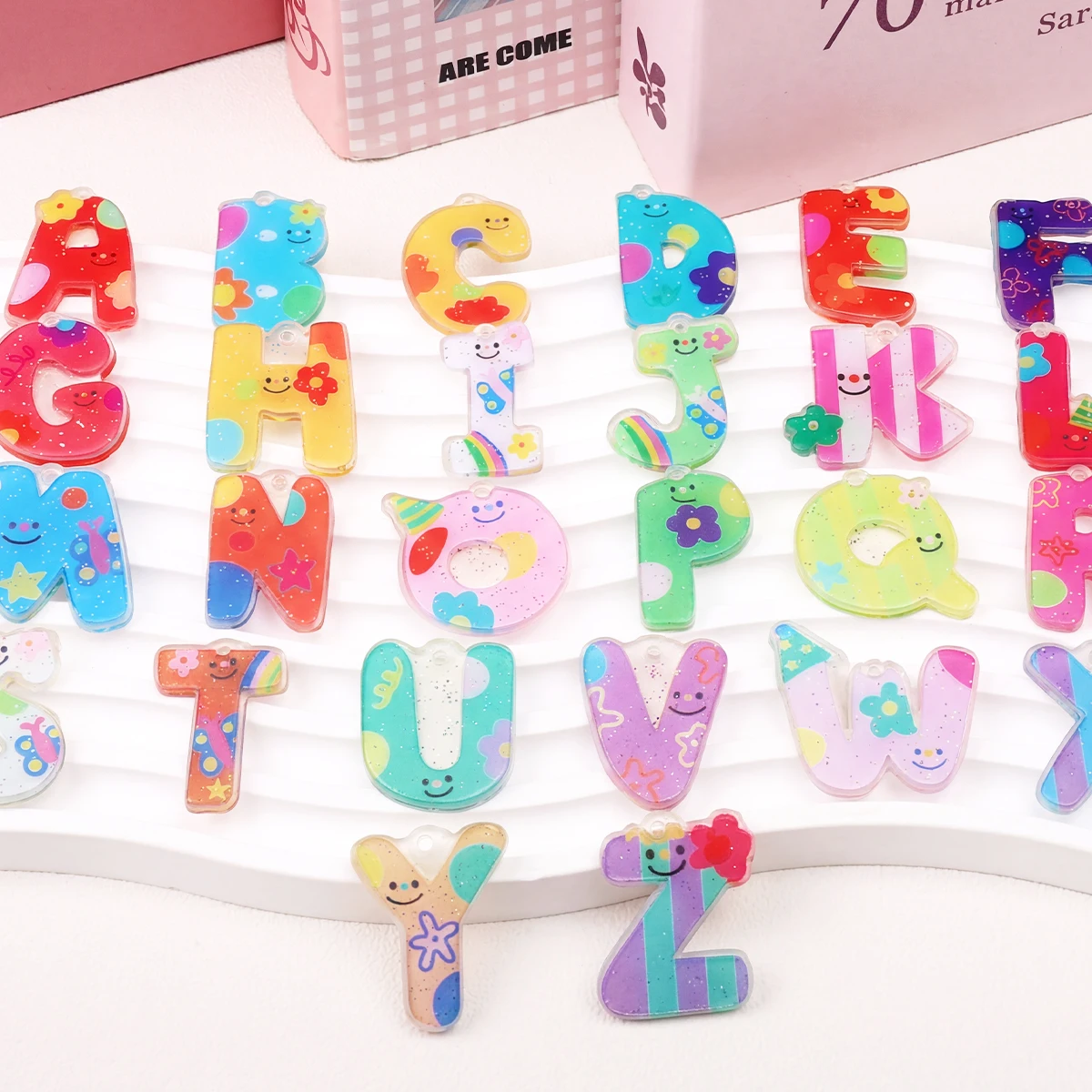 5/26pcs Colorful Acrylic Alphabet Beads Charms Jewelry Making for DIY Charm Bracelet Necklace Pendant Craft Jewelry Supplies