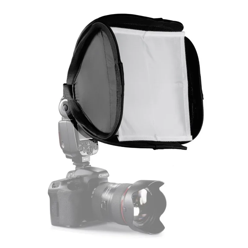 23*23cm Foldable on‑camera Flash Soft‑box, Portable E23 Speedlite‑diffuser for DSLR Cameras, Light‑softening  Modifier