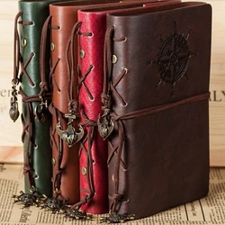 PU Leather Retro Spiral Notebook Diary Notepad Vintage Pirate Anchors Note Book Replaceable Stationery Gift Traveler Journal