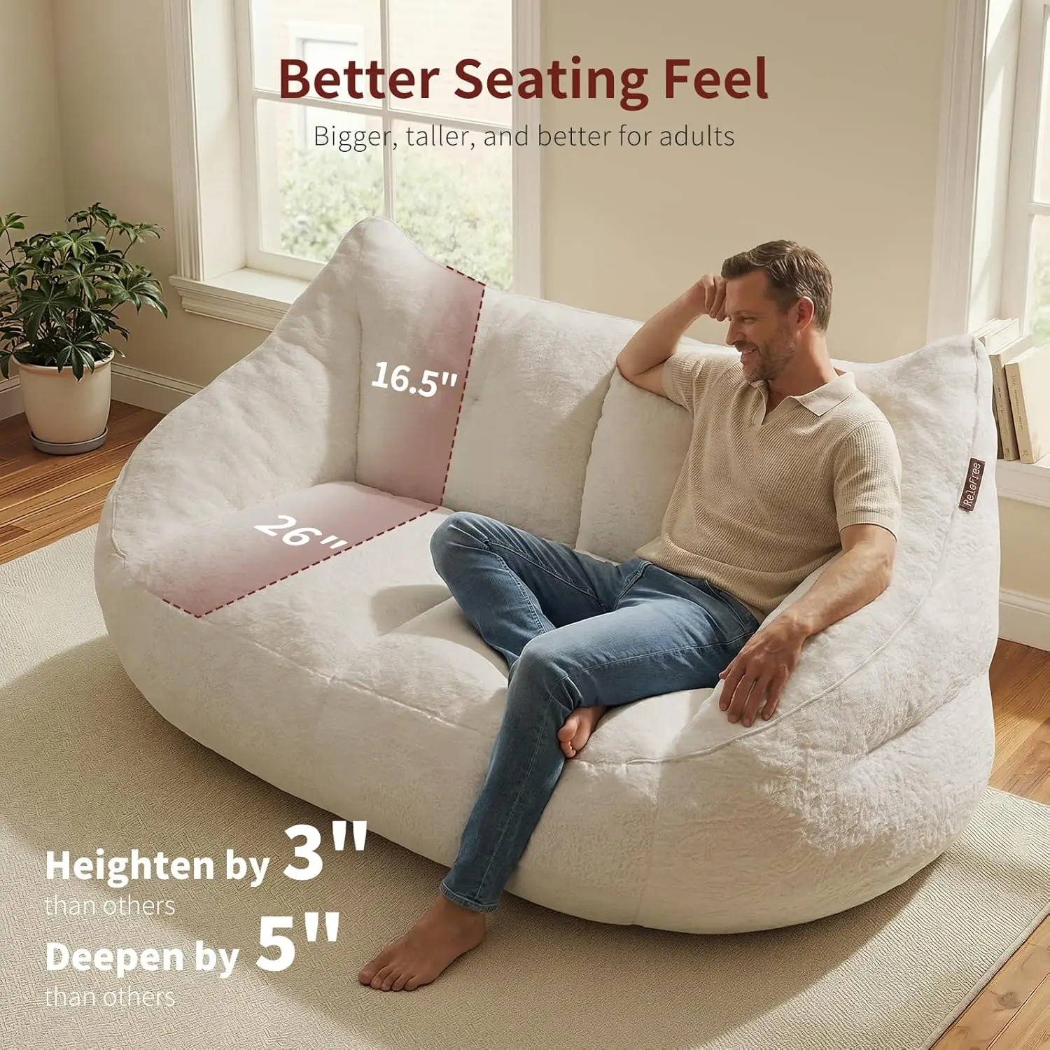 70.9" Oversized Bean Bag Loveseat Sofa 4