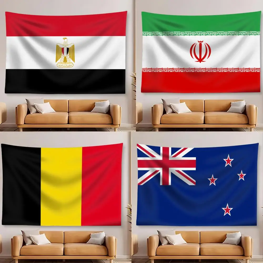 Egypt Iran Belgium Flag Tapestry Aesthetic Wall Tapestry Microfiber Fabric Backdrop Boho Decor for Bedroom Living Room Dorm