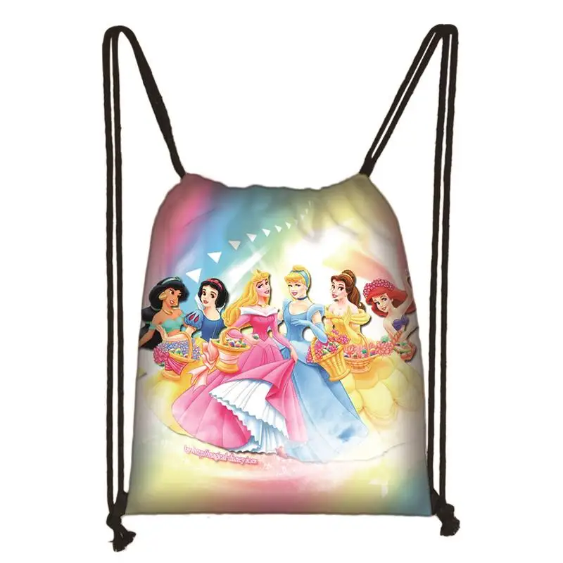 Disney Snow White Princess Cinderella Daily Casual Bag Boys Girls Knapsack Drawstring Bags Storage Bag Shopping Beach Bags