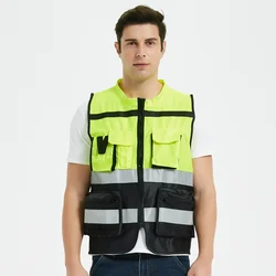 Customizable Logo High Visibility Reflector Construction Work Pockets Reflective Safety Vest