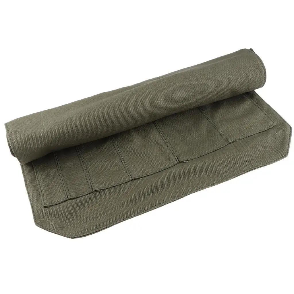 Portable Unisex Chef Canvas Wallet Carrying Case Roll 6 Compartments