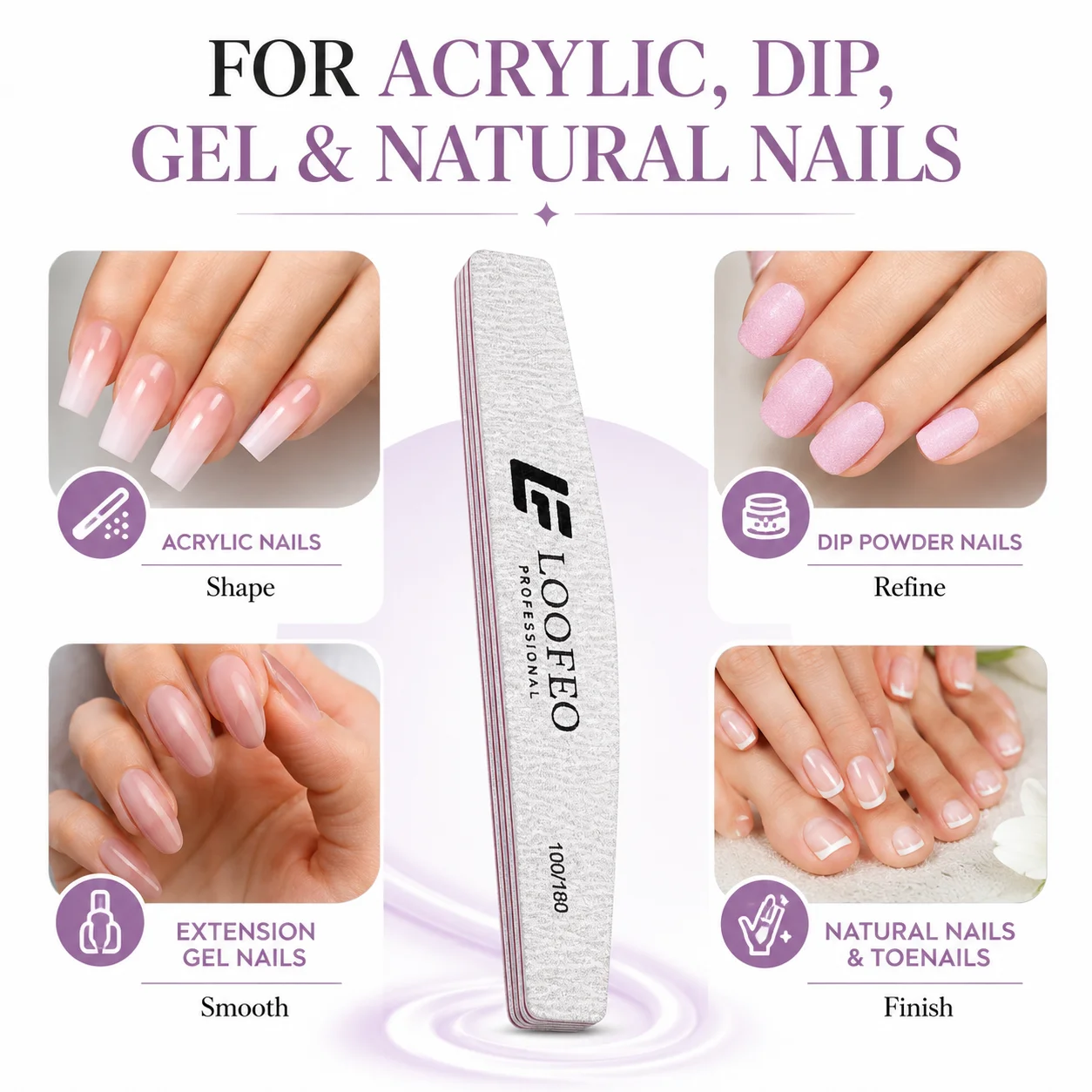 10 teile/los Nagel feilen puffer 100/180 Körnung Halbmond Doppelseite Sandpapier Nagels chleifen Schleif gel Nagellack Nagel Maniküre Werkzeug – Detail 7
