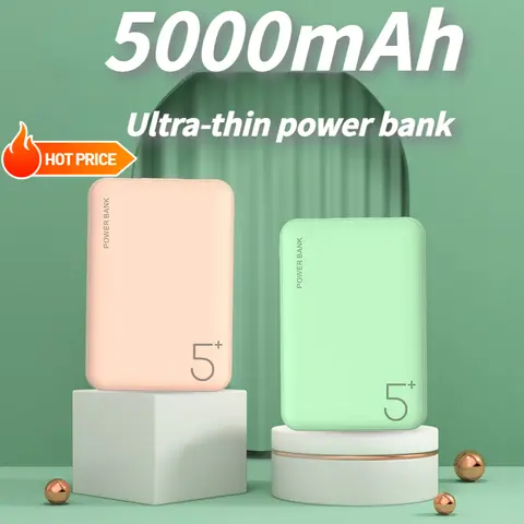 5000mAh Portable Ultra-thin Power Bank with Double USB TYPE C OUTPUT Fast Charging Poverbank for IPhone 14 13 12 8 Xiaomi Huawei
