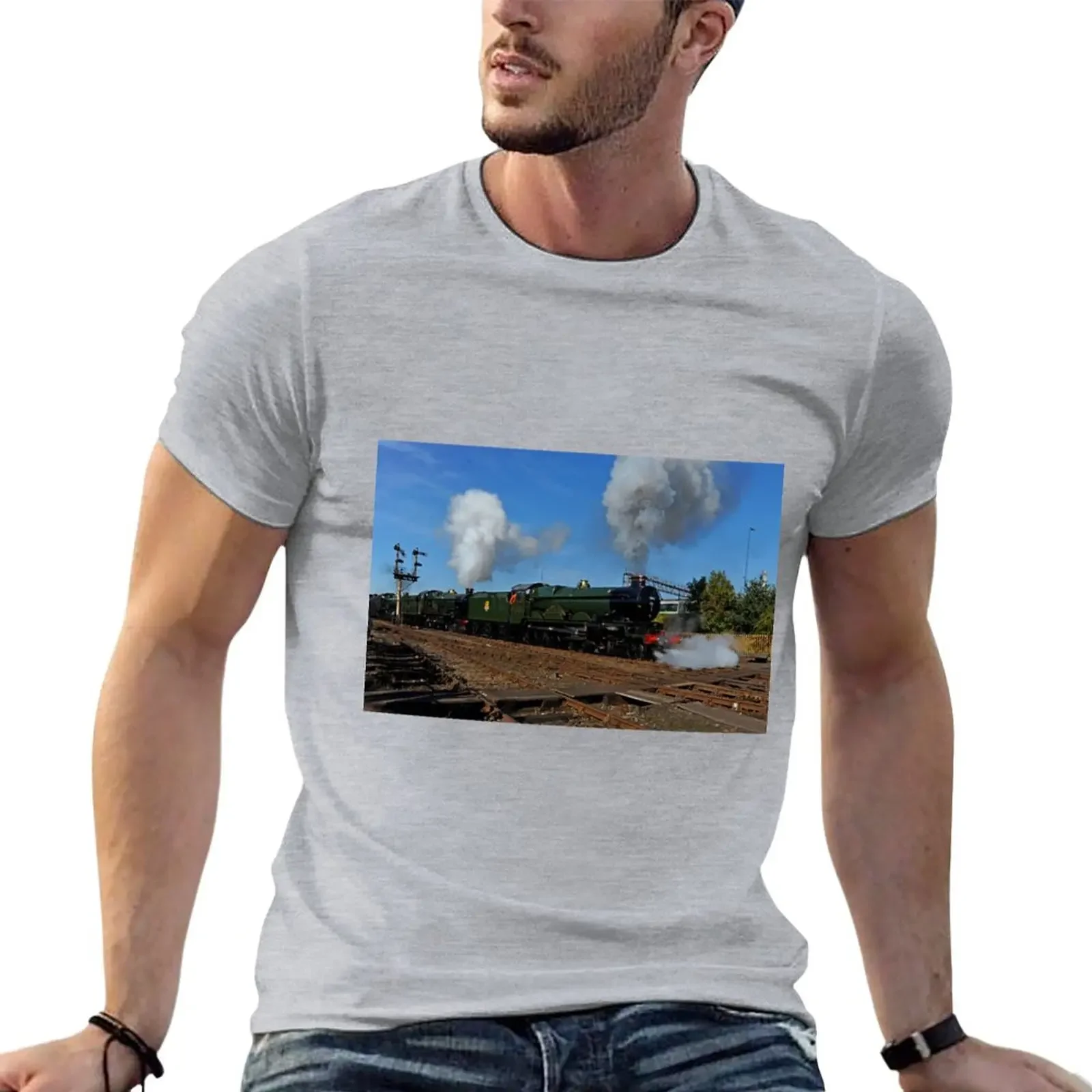 

Cavalcade of GWR steam locomotives at Tyseley Depot T-Shirt funnys blacks vintage clothes mens workout shirts