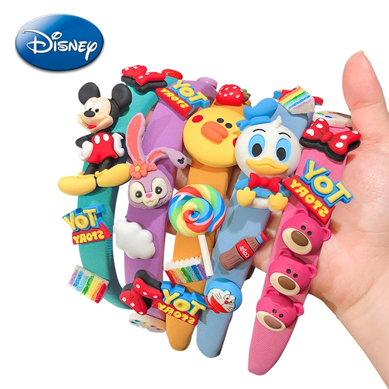 Disney Kids Headband Mickey Mouse Lotso Figures Cute Cartoon Doll Toys Girls Bowknot Hair Bands Headwear Birthday Gifts Cosplay