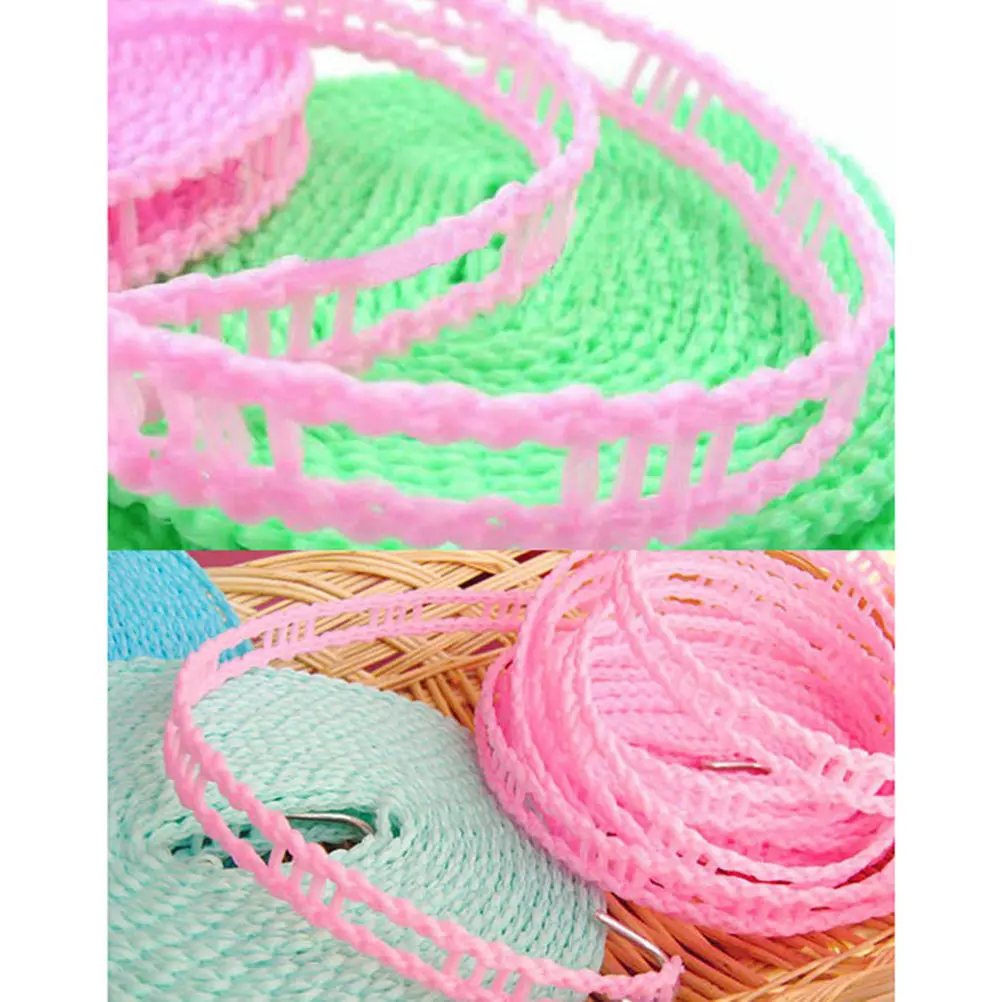 5M Windproof Nylon Clothesline Outdoor Adjustable Drying Rope Fence Style Partition Design Stainless Steel Hooks Heavy Duty