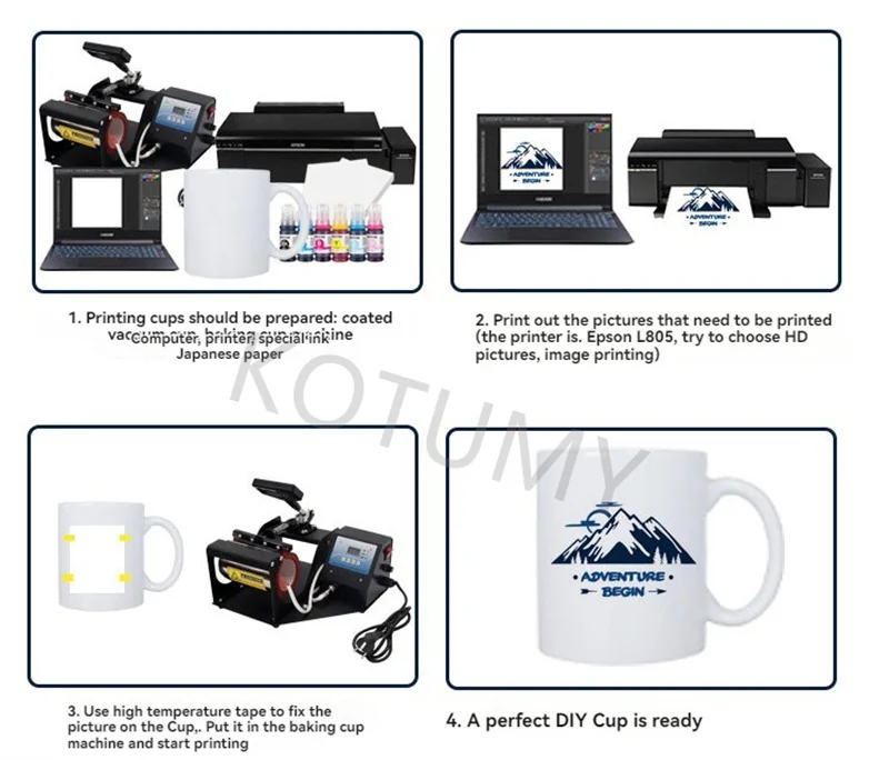 Heat Transfer Mug Press Machine Adjustable Temp Timer For Small Gift Shop Continuous Custom Mug Picture Mass Printing Production