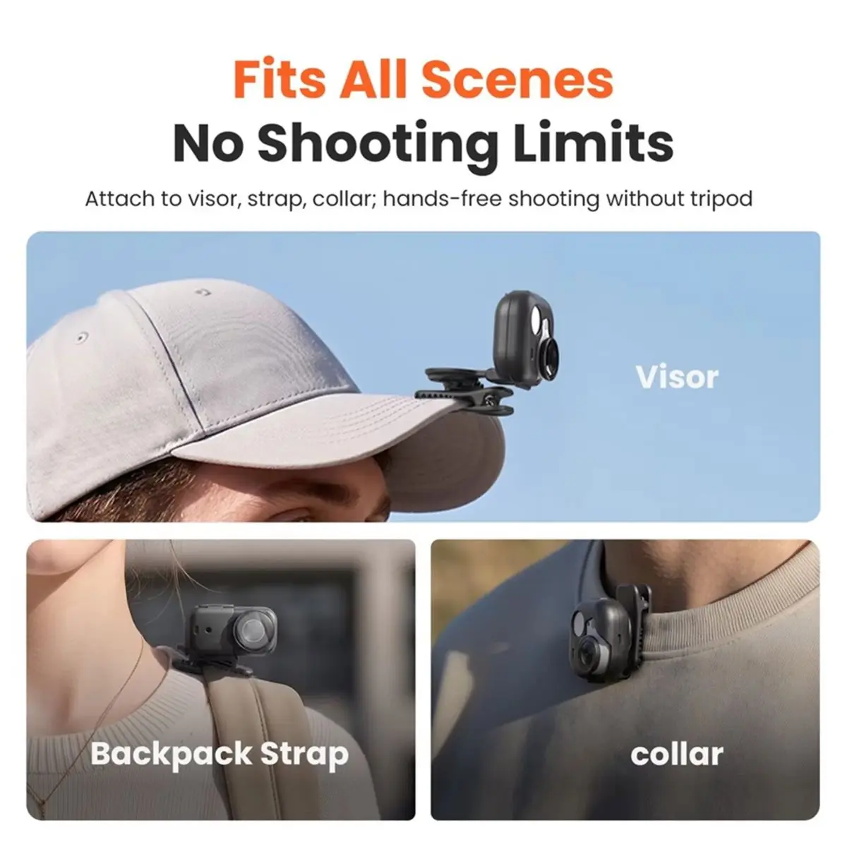 Multi-Functional Camera Hat Brim Clip for Go Ultra 360°Adjustable Hat Holder
